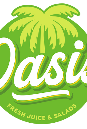 Oasis logo with palm tree on a green circle